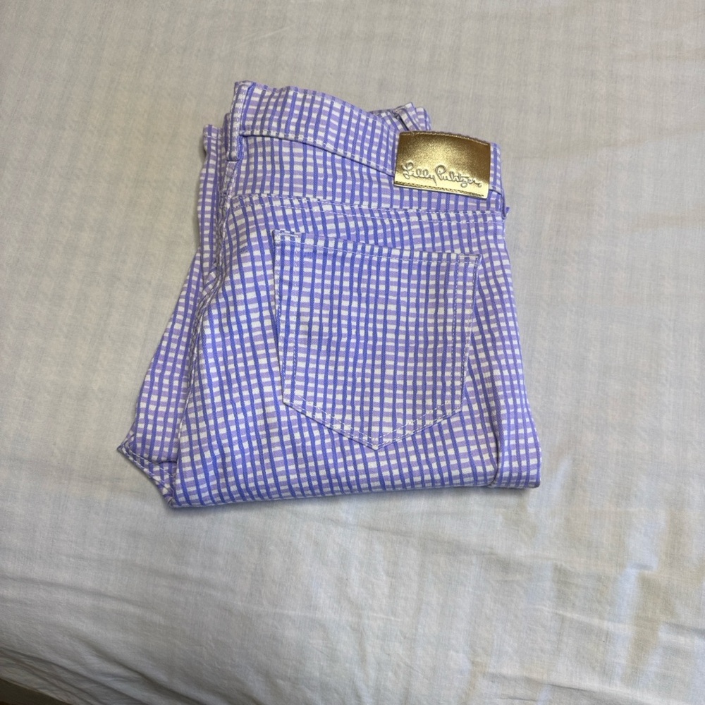 Lilly Pulitzer Lavender 5 Pocket Check Size 10 Jeans